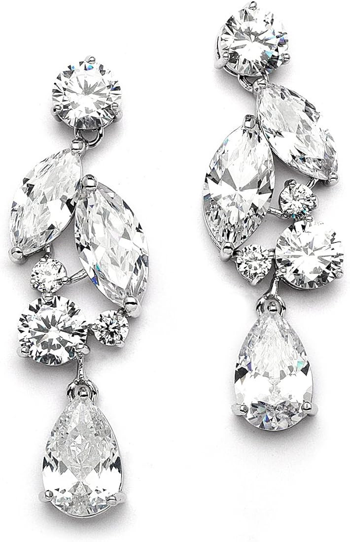 Mariell Dramatic Size Cubic Zirconia Statement Earrings - CZ Crystal Large Drop Dangle Earring fo... | Amazon (US)