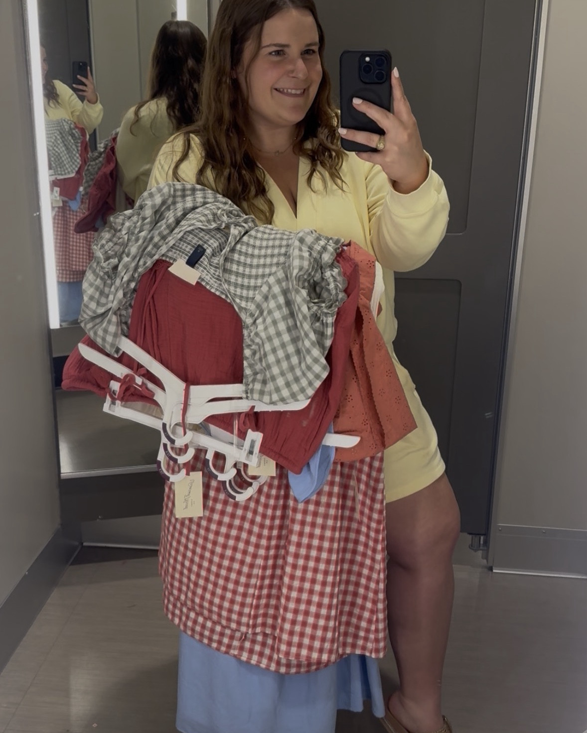 Target try on! Im 5’1 and a size 16. Wearing an xl in the green gingham dress and blue dress. Wearing a 1x in the red gingham dress and it was too big. Wearing an xl in the shorts are they are so cute but so see through😭 wearing an xxl in the eyelet top and I’m obsessed! Wearing an xxl in the set top and xl in set bottoms. So cute but I passed. 

#LTKMidsize #LTKPlusSize #LTKootd