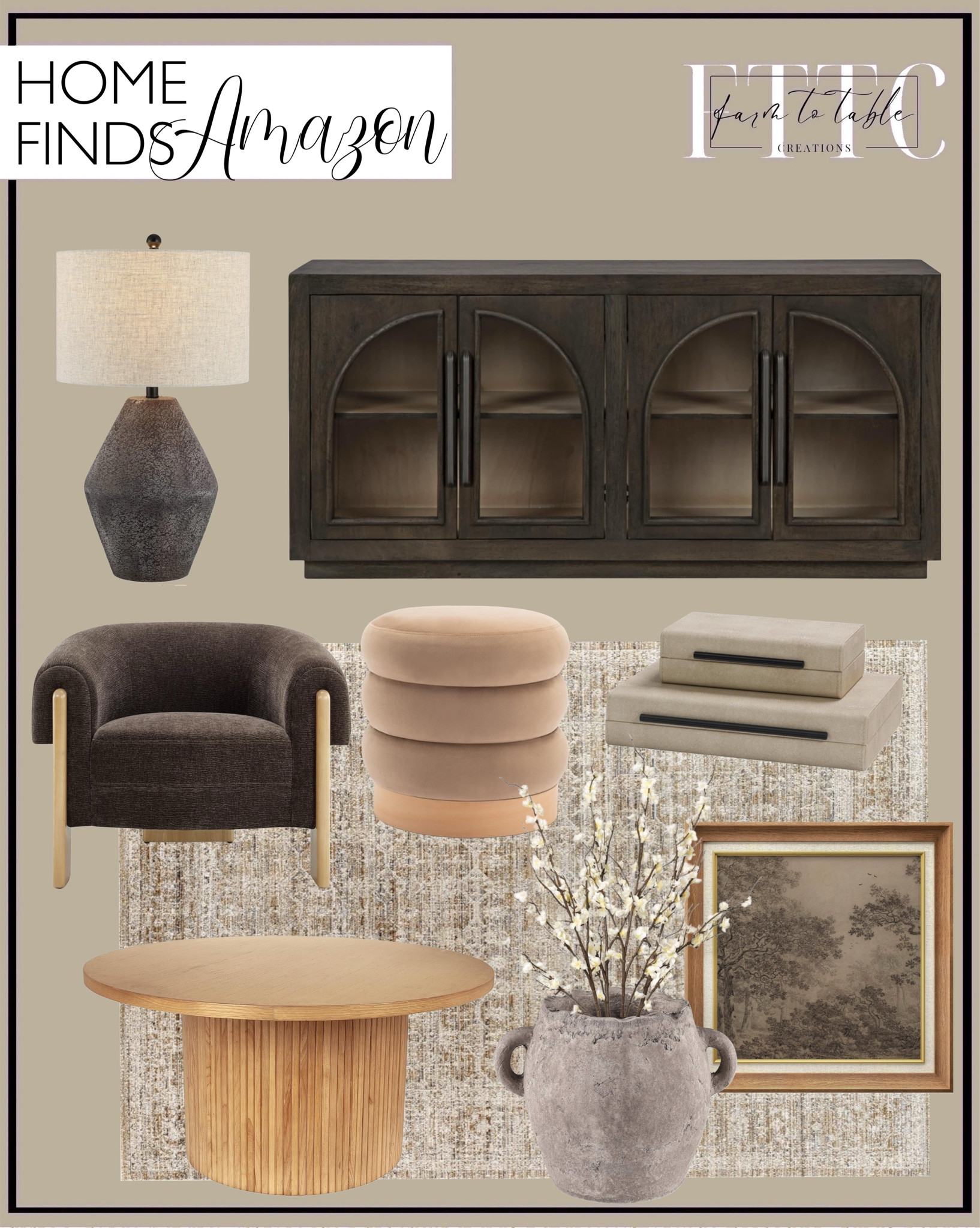 Amazon Home Finds. Follow @farmtotablecreations on Instagram for more inspiration.

Organic Ceramic Vase. Modern Ottoman. Framed Wall Art. Modern Table Lamp. Velvet Ottoman. Signature Design by Ashley Dreley Classic 4-Door Accent Cabinet, Dark Brown with 2 Shelves, Arched Glass Door Fronts. Livabliss x Becki Owens Margaret Washable Outdoor Area Rug. Modern Accent Chair. Ivory Shagreen Set of 2pcs Decorative Boxes Storage Boxes. Cherry Blossom Branches. Round Fluted Coffee Table. 

Living Room Finds | Dining Room | Dining Room Artwork | Bathroom Finds | Bedroom Finds | Bedroom Furniture | nightstands | Home Decor| Fireplace Decor | Spring Refresh |  Bedroom Finds | Neutral Stems | Spring Stems | Bookshelf Decor | Bedroom Space | Cozy Corner | Bathroom | Curated Entryway | Spring  Decor | End of Year Clearance | Trending Decor | Viral Decor  | Coffee Table Decor | Neutral Decor | Fall Stem Sale | Target Finds | Skinny Bench | Bedroom | Living Room | Breakfast Nook | Amazon Home | Target Sale | Loloi Rugs | Magnolia Home | console table | console table styling | faux stems | entryway space | front porch decor | neutral decor | entryway decor | cozy home | affordable decor |  home decor | home inspiration | console styling | entryway rug | cozy moody home | moody home decor | neutral home | bathroom decor | living room | spring decor | Hearth & Hand | Studio McGee | 2025 Home Trends | trending home | Crate&Barrel 




#LTKSaleAlert #LTKFindsUnder50 #LTKHome