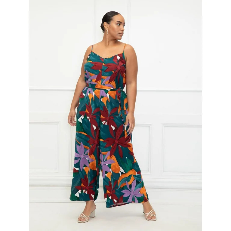 ELOQUII Elements Women's Plus Size Adjustable Easy Tank Jumpsuit | Walmart (US)