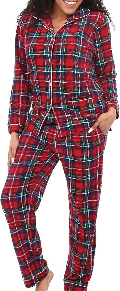 Alexander Del Rossa Women's Soft Warm Fleece Pajamas Plush Lounge Set, Long Sleeve Top and Pants,... | Amazon (US)