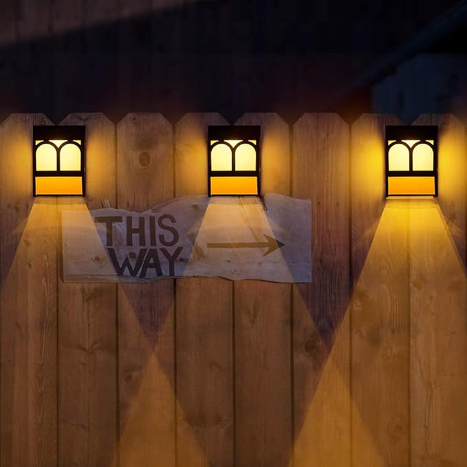 Solar Deck Lights, Led Outdoor Garden Decorative Wall Mount Fence Post Lighting, 6 Packs | Amazon (US)