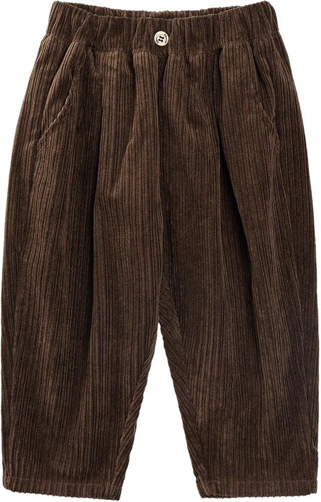 Volunboy Toddler Boys Corduroy Pants Cargo Sweatpants Solid Elastic Waist Casual Long Trousers | Amazon (US)