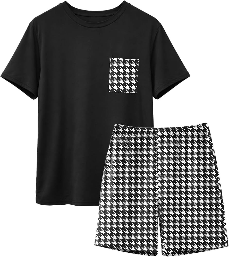 Feiersi Mens Pajama Set Sleepwear Pjs Lightweight Comfy Soft Short Sleeve Sleep Set With Pockets | Amazon (US)
