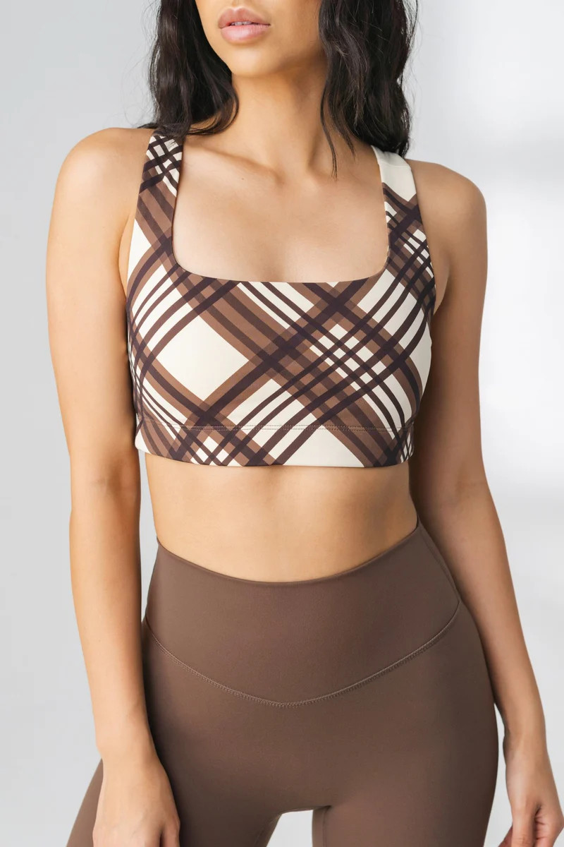 The Medial Bra+  Cocoa Plaid | Vitality