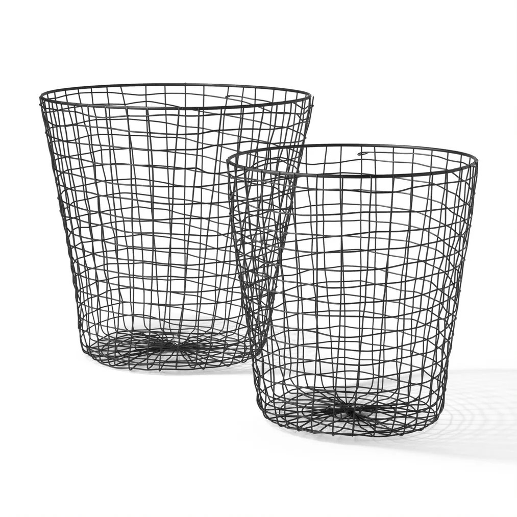 MoDRN Nordic Blush Woven Iron Wire Large and Small Round Floor Storage Baskets, Set of 2 - Walmar... | Walmart (US)