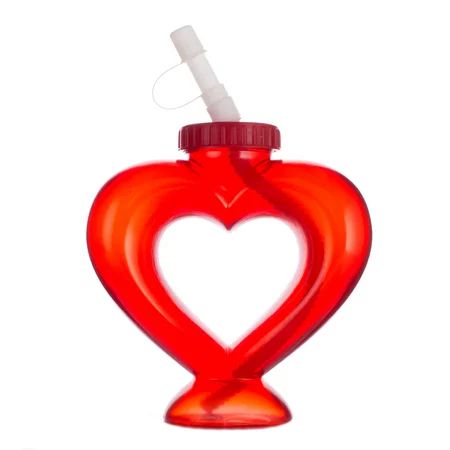 Fun World Heart Shaped Drink Cup with Straw 2pc Party Cup, 7 fl.oz, Red | Walmart (US)