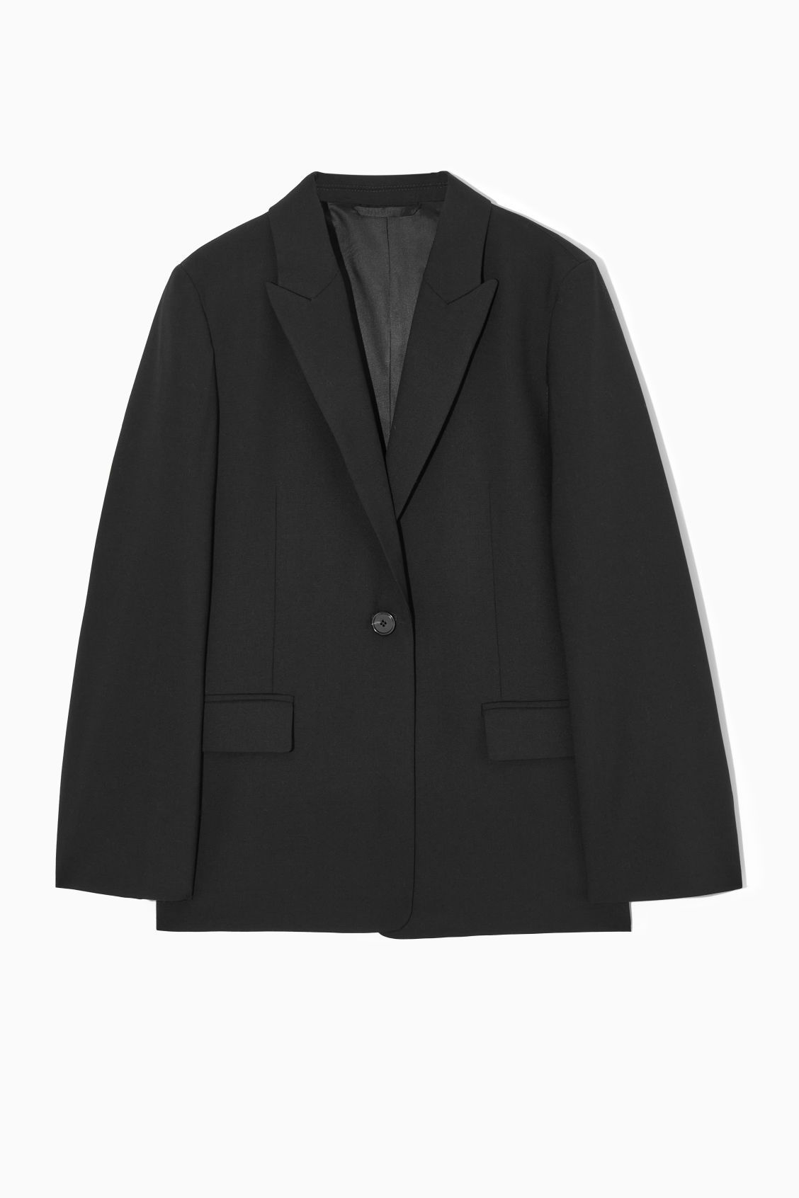 DRAPED-SLEEVE SINGLE-BREASTED WOOL BLAZER - BLACK - COS | COS UK