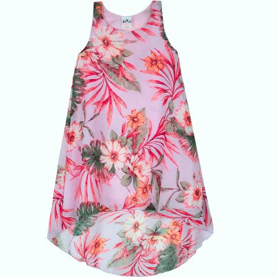 Tropical Botanicals Sleeveless Hi-Lo Dress Mia Belle Girls, Pink, 2T-3T | Target