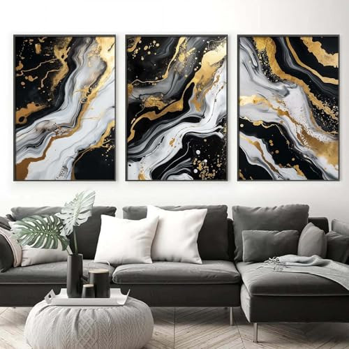 Black And Gold Abstract Wall Art Black Marble Poster Abstract Gold Wall Art Black White Gold Abstract Painting Modern Abstract Painting Modern Gold Foil Artwork Black Marble Picture 16x24inx3 No Frame | Amazon (US)