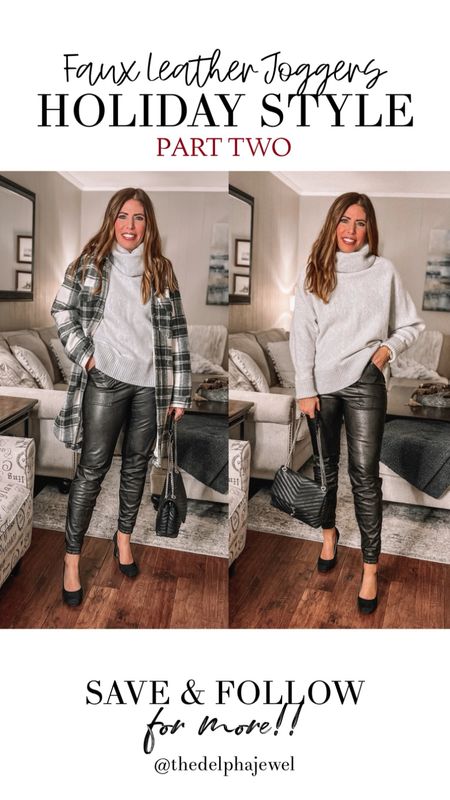 Faux leather joggers, holiday style, part two: these Spanx faux leather joggers are perfect to style for any holiday party or business casual office.

Pair them with an oversize sweater, some heels and a long shirt jacket for a nice holiday look .

Joggers are on sale 50% off

#SpanxJoggers #WinterStyle #HolidayStyle #HolidayPartyOutfit #ChristmasPartyOutfit #Over40Style #Fauxleatherjoggers

#LTKHoliday #LTKstyletip #LTKSeasonal