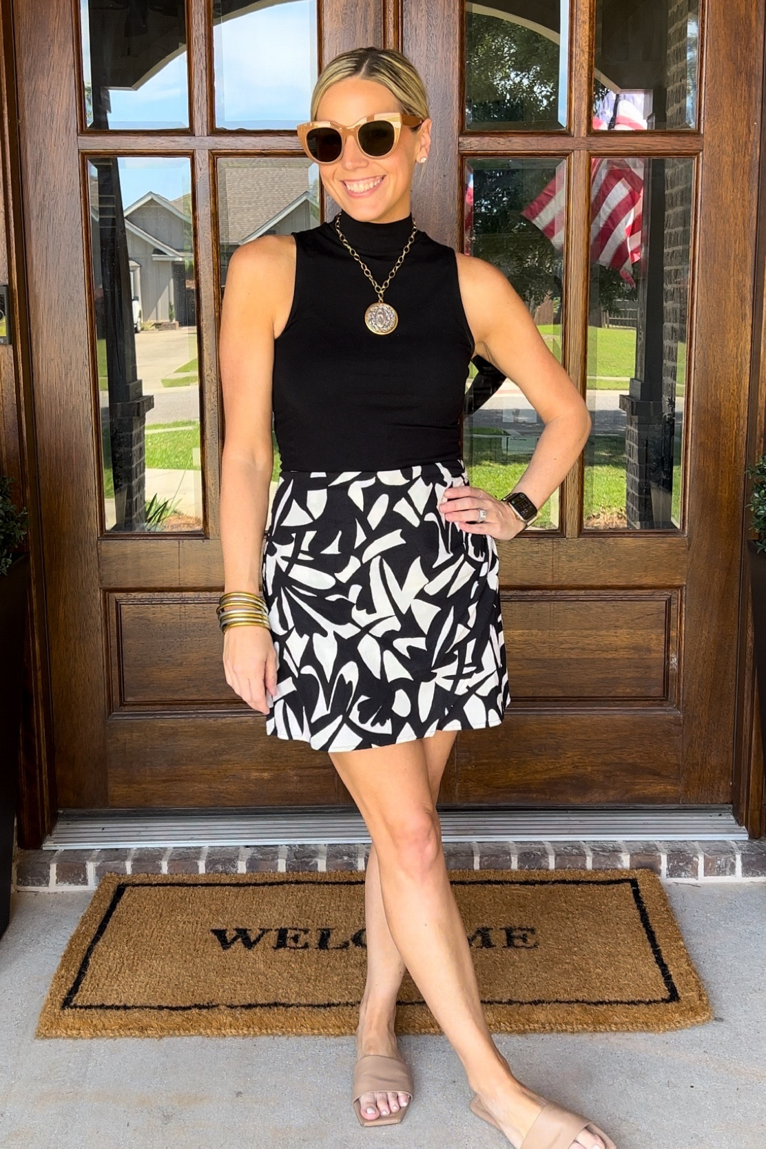 Saturday OOTD
Bodysuit and skort- Target. Size small in top and size 2 in bottom.
Shoes- old H&M sandals
Sunnies: Le Specs
Necklace- pink velvet boutique 
Bangles- budha girl 

#LTKFindsUnder50 #LTKFindsUnder100 #LTKStyleTip