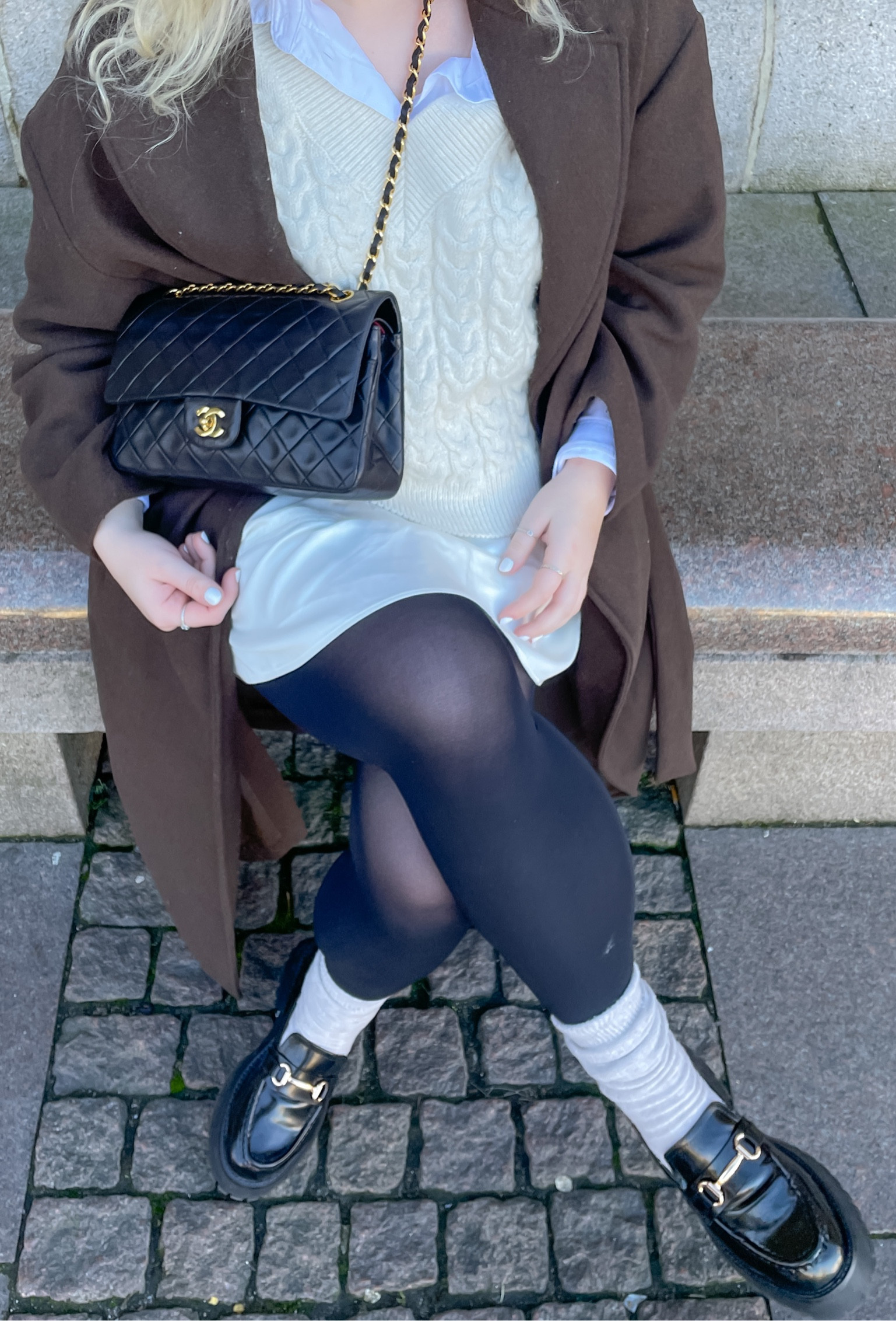 Classy and chic outfit in neutral tones with a vintage Chanel flap bag, loafers, skirt and coat 

#LTKSeasonal #LTKfit #LTKstyletip