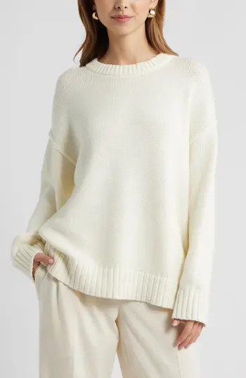 Oversize Crewneck Cotton Sweater | Nordstrom