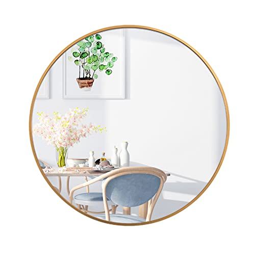 FANYUSHOW 20'' Round Mirror for Bathroom, Gold Circle Mirror for Wall Mounted, Modern Brushed Bra... | Amazon (CA)