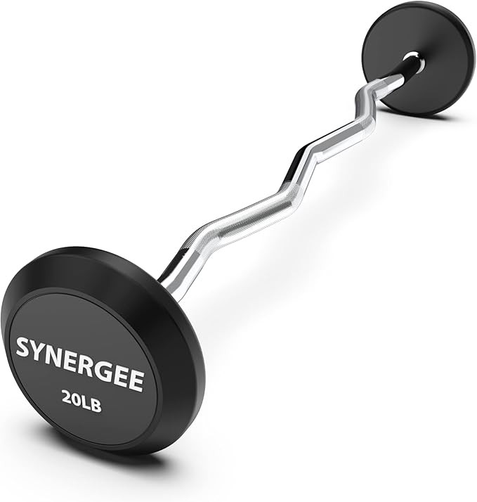 Synergee Fixed Easy Curl Bar Pre Weighted Curved Steel Bar with Rubber Weights - Fixed Weight | Amazon (US)