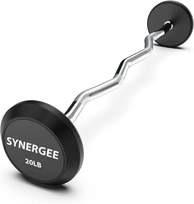 Synergee Fixed Easy Curl Bar Pre Weighted Curved Steel Bar with Rubber Weights - Fixed Weight | Amazon (US)