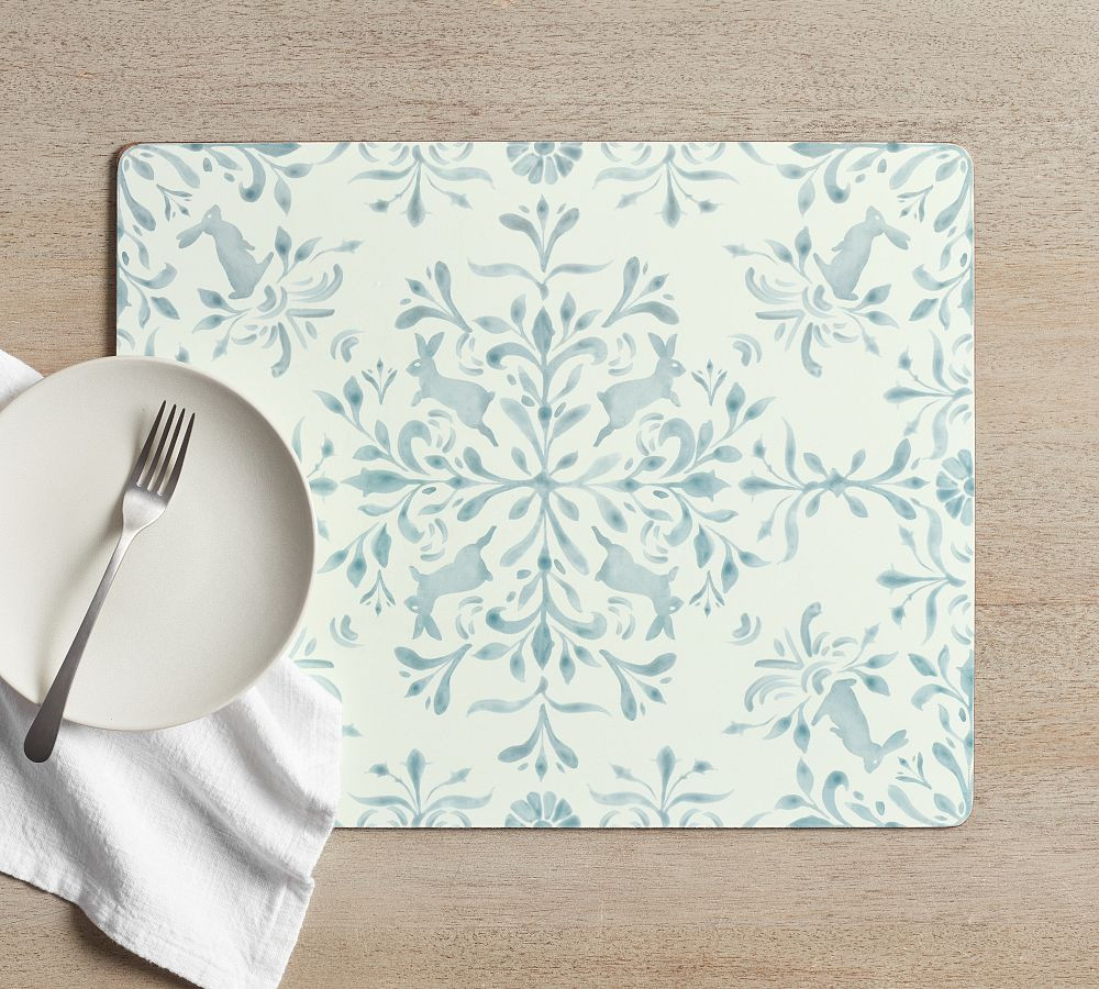Chambray Bunny Cork Placemats - Set of 4 | Pottery Barn (US)