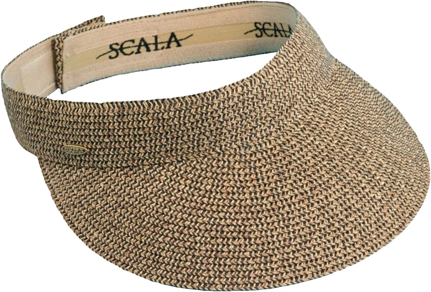 Scala Ladies Sun Visor Wide Brim Straw Boating Hat 3.5” Lightweight Comfortable Straw Visor for... | Amazon (US)