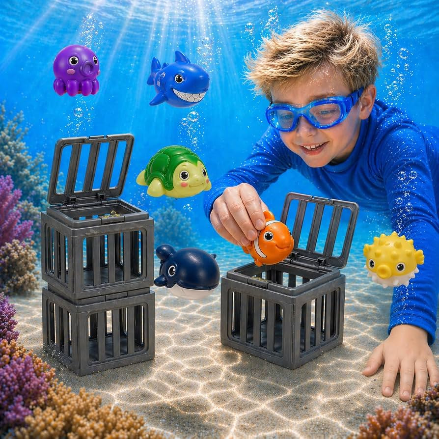 nooncrazy Pool Diving Toys for Kids, 6PCS Underwater Dive Rescue Toys for Water Swimming Dive Poo... | Amazon (US)