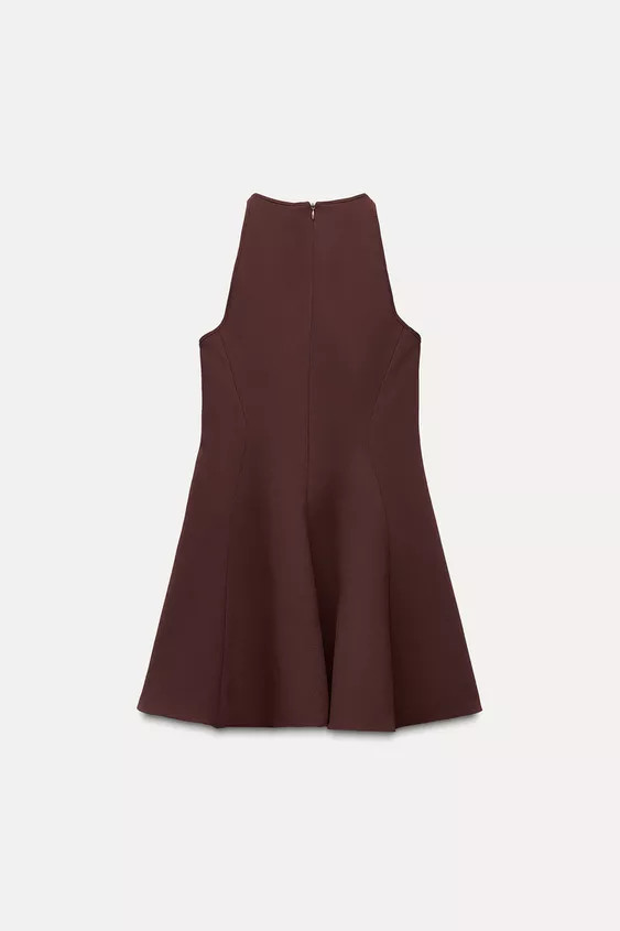 ZARA WOMAN COLLECTIONShort halter neck dress with bare shoulders. Godet hem. Concealed zip fasten... | Zara US