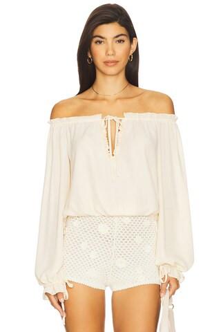 MORE TO COME Davina Off Shoulder Top in Nude from Revolve.com | Revolve Clothing (Global)