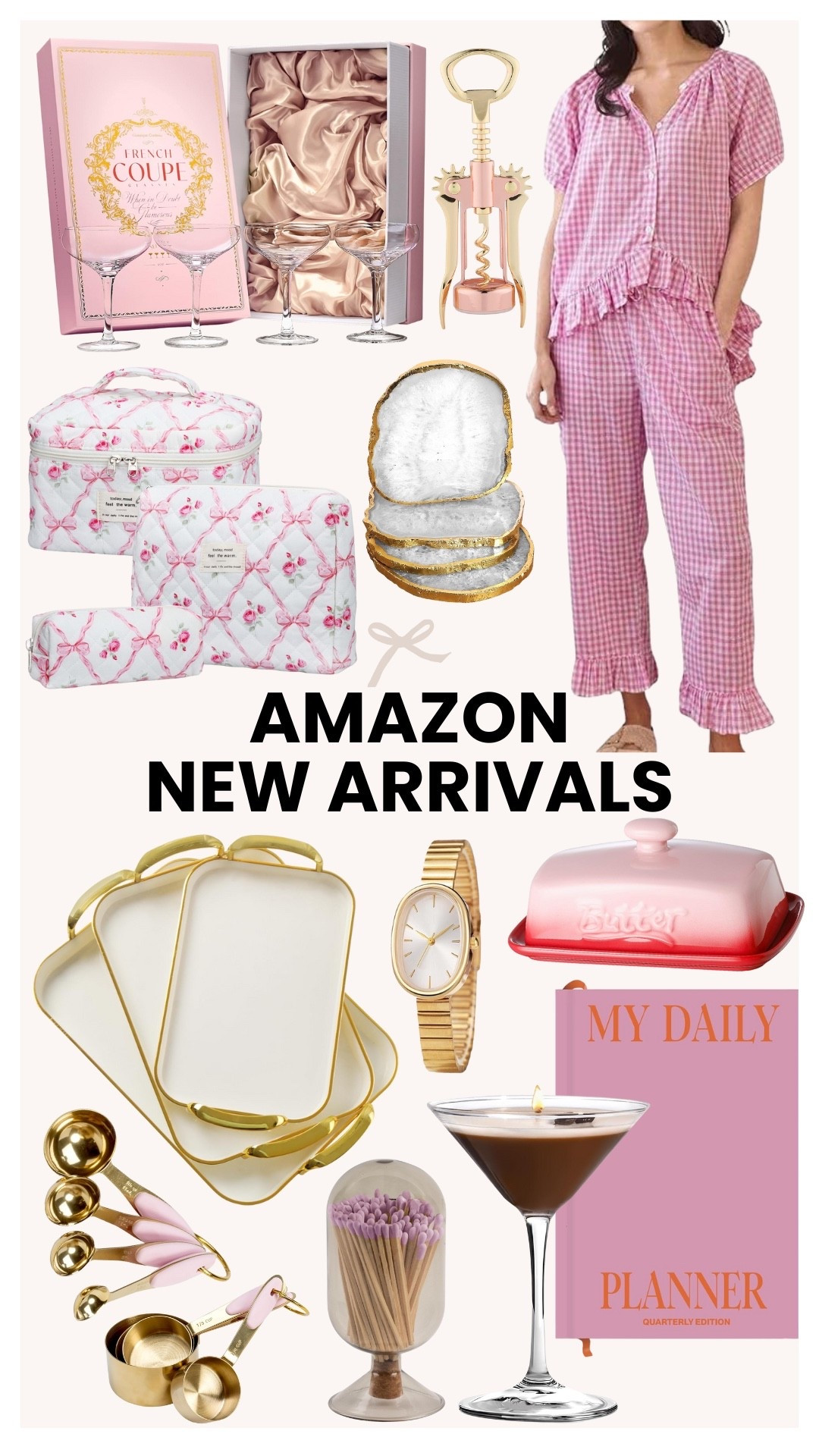 Amazon new arrivals I am loving! The matching pajama set is a must-have and I’m also loving the martini glass candle! I recently came across one at Anthropologie and this one is identical with a more budget-friendly price tag. I am also loving the coupe glasses, gold watch, and daily planner! 

#LTKHoliday #LTKFindsUnder100 #LTKGiftGuide
