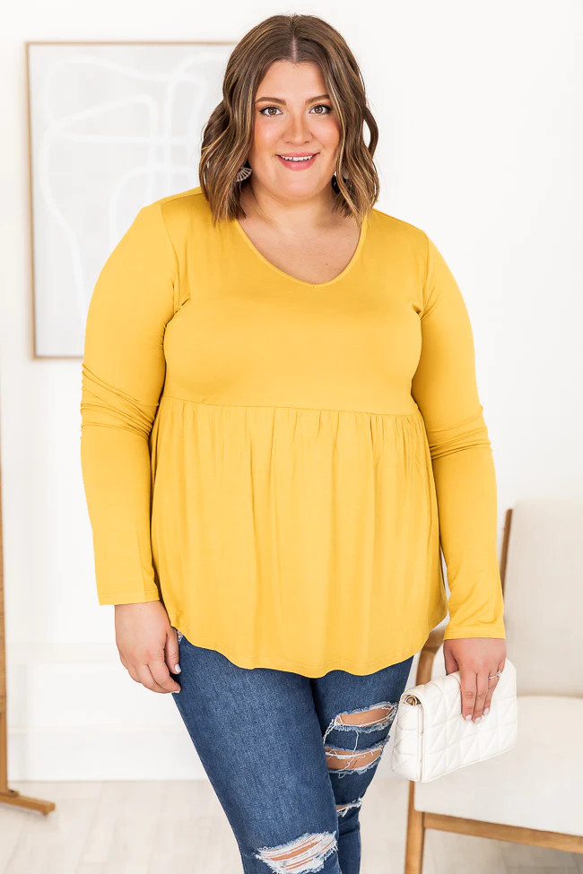 Familiar With You Mustard Peplum Blouse FINAL SALE | Pink Lily