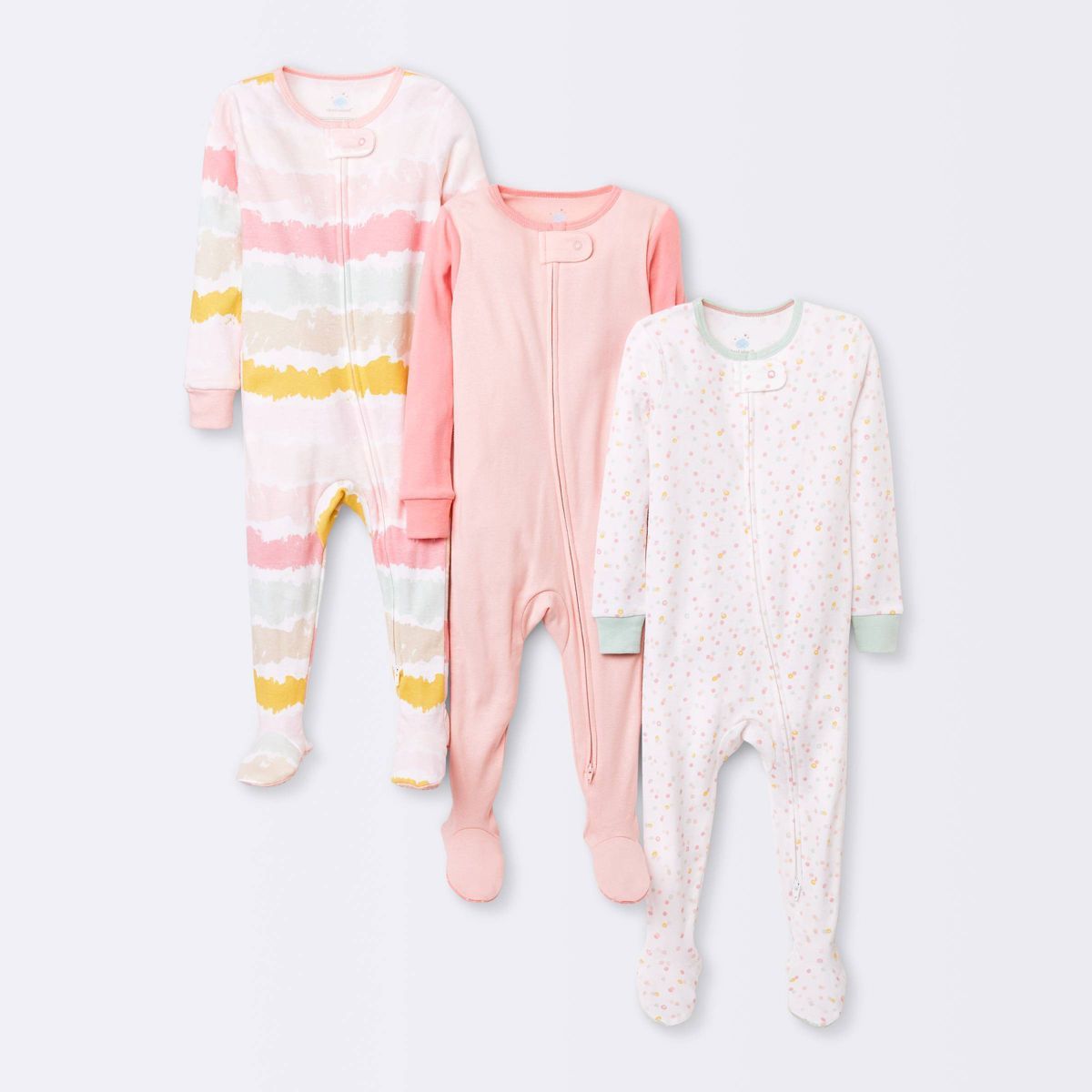 Baby Girls' 3pk Zip-Up Sleep N' Play - Cloud Island™ Pink | Target