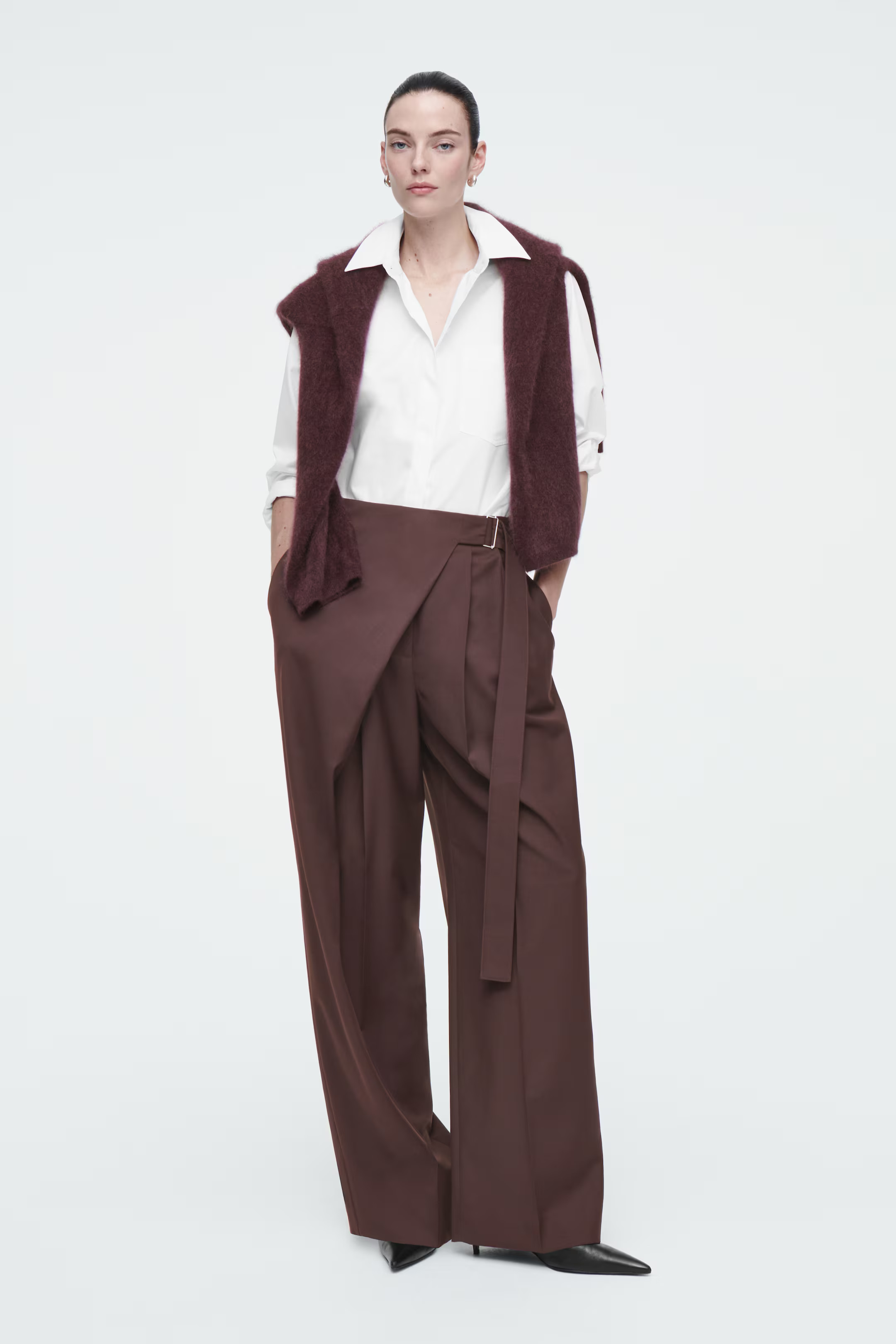 BELTED WRAP-FRONT WOOL TROUSERS | H&M (UK, MY, IN, SG, PH, TW, HK)