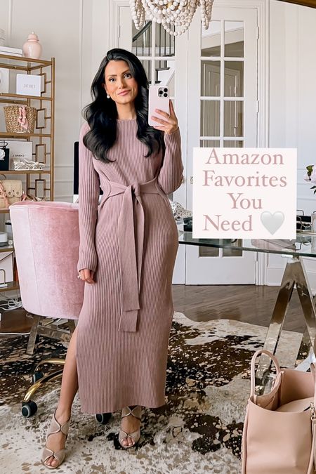 Amazon wardrobe staples that you will reach for again a and again. 

1. Midi sweater dress: wearing S. Most faltering silhouette. Comes in 21 colors. I want them all! 

2. Sculpting shorts to wear underneath. These create a slimming and smoothing effect. Especially great under very form fitting dresses and shorter styles. 

3. Classic Pearl earrings. Under $15 and they look high end.

#LTKunder50 #LTKFind #LTKworkwear