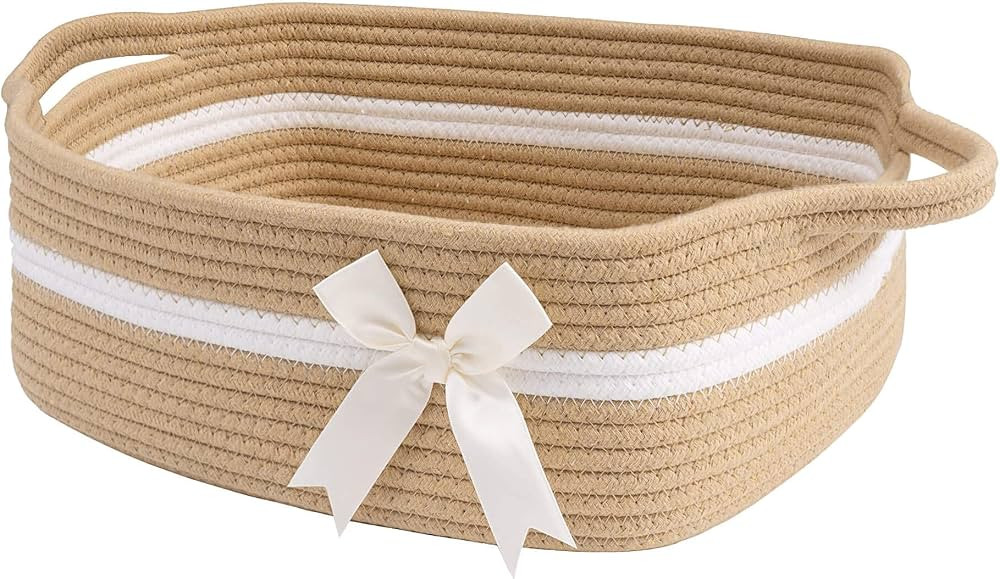 CHICVITA Small Woven Rope Gift Basket, Baby Nursery Storage Basket for Towels, Snacks, Toys, Diap... | Amazon (US)