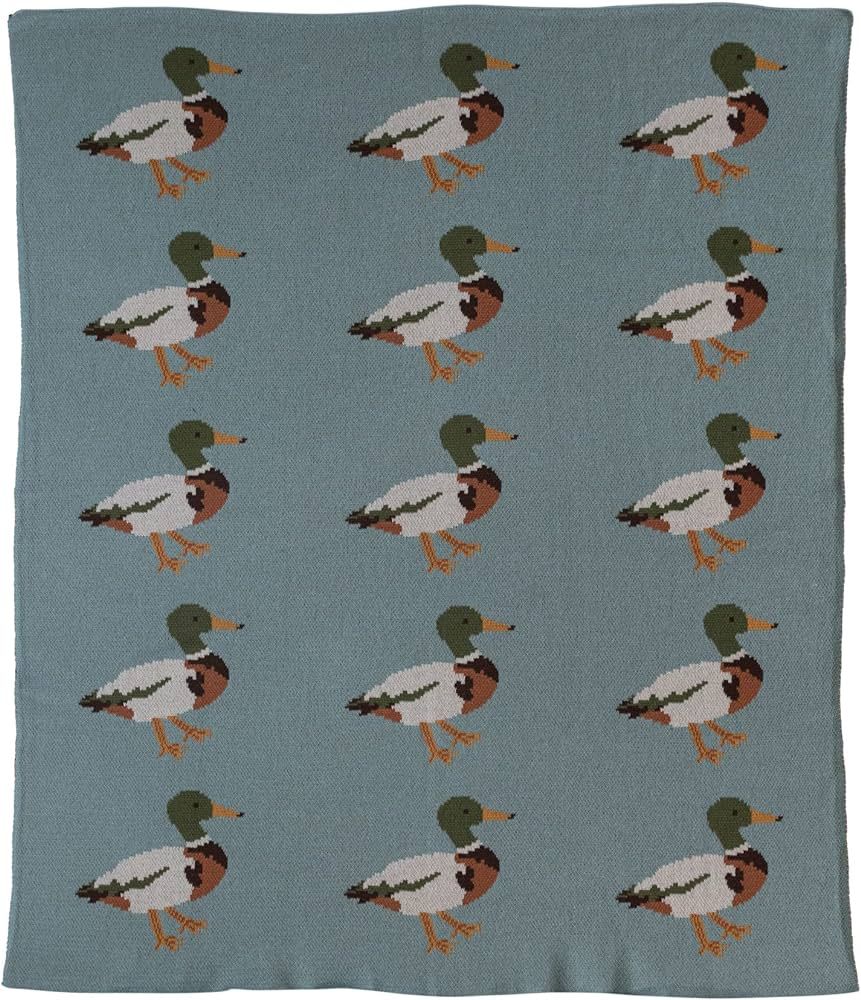 Creative Co-Op Cotton Knit Duck Print, Multicolor Baby Blanket, Multi | Amazon (US)