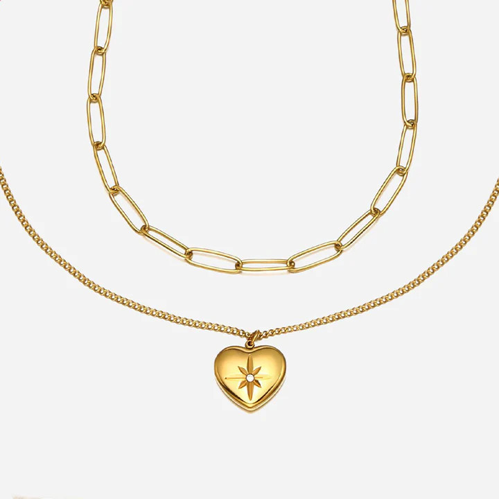 Leah Heart Layered Pendant Necklace | Victoria Emerson