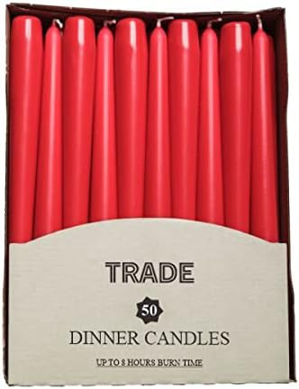 Trade Tapered Dinner Candles- 50 Unscented Tapered Candles -Dripless Long Candles with Long Lasti... | Amazon (UK)
