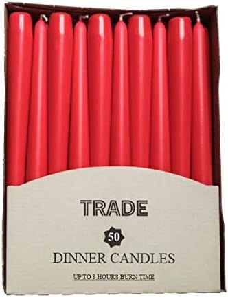 Trade Tapered Dinner Candles- 50 Unscented Tapered Candles -Dripless Long Candles with Long Lasti... | Amazon (UK)