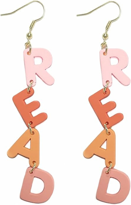 Personality Apple LOVE Pencil Books Dangle Drop Earrings Double Sided Wooden Teacher Student Earr... | Amazon (US)