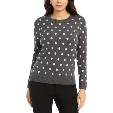 Charter Club Women s Polka Dot Sweater Gray Size Petite Large | Walmart (US)