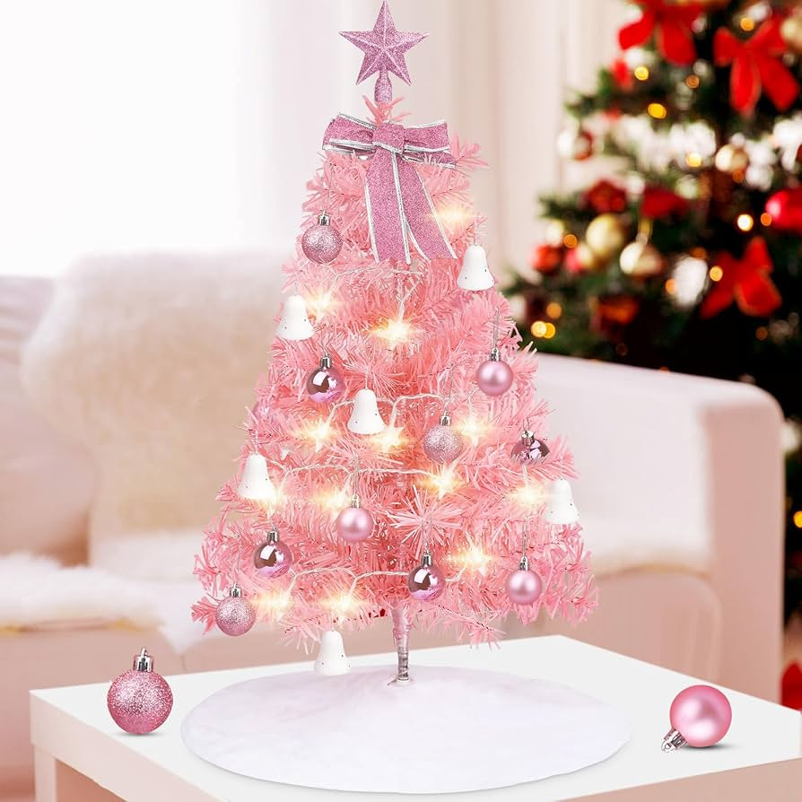 Mini Christmas Tree,24 in/60CM Artificial Small Christmas Tree with Led Lights/Ornaments, Tableto... | Amazon (US)