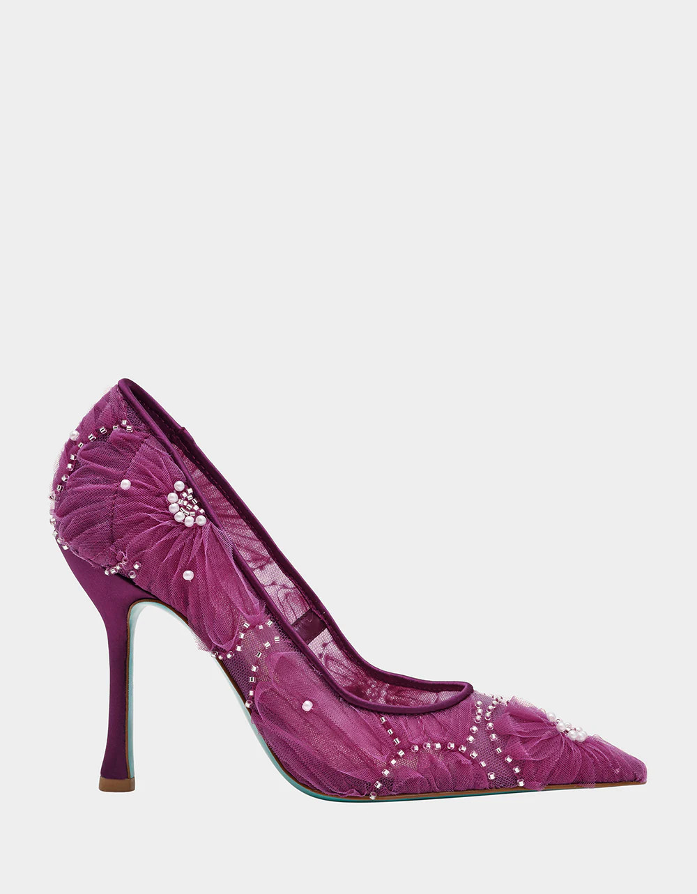 ROXIE OXBLOOD Pointed-Toe Mesh Stiletto Pump Women's Heel | Betsey Johnson