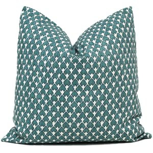 100% Indian Cotton Pillow Cover, Dusty teal, Handmade Designer Throw Pillow, Both side print Custom  | Amazon (US)