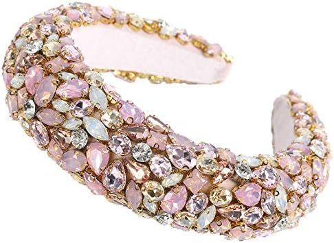 HAIMEIKANG Rhinestone Headband Handmade Baroque Crystal Soft Velvet Padded Headband Bridal Elegan... | Amazon (US)