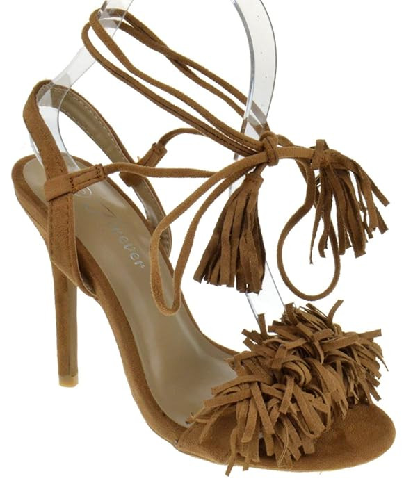 Forever Link Rubina 57 Womens Fringe Open Toe High Heel Sandals | Amazon (US)