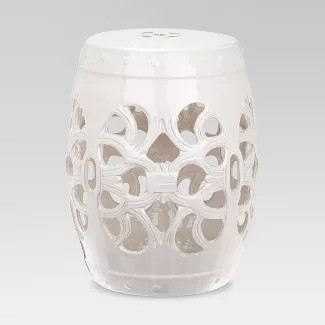 Imperial Vine Garden Patio Stool - White - Safavieh | Target