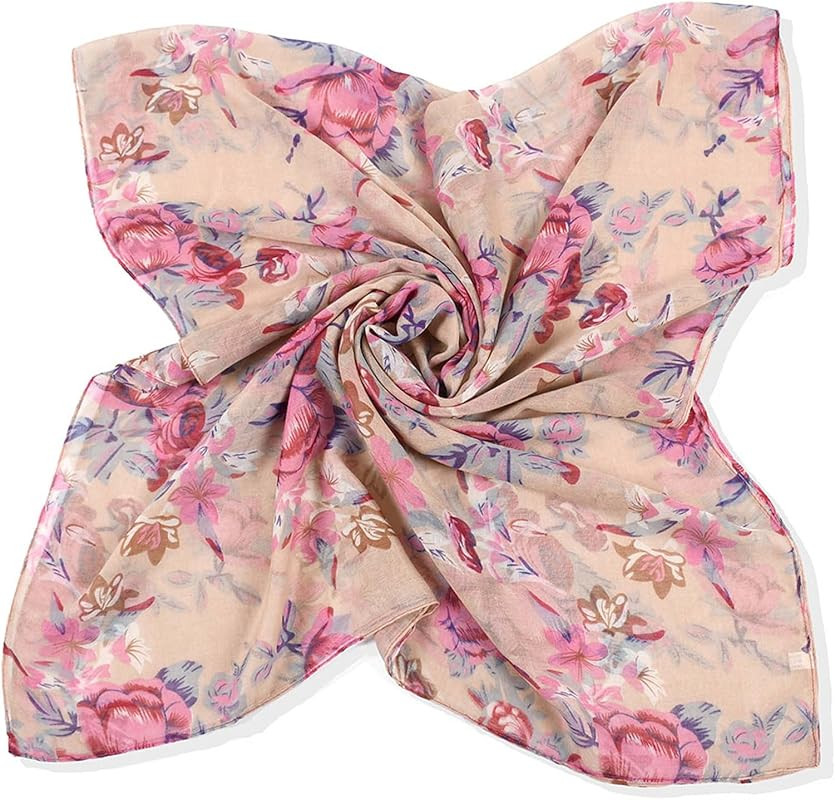 Womens Big Scarf Lightweight Paris Printing Basks Floral Tie In Scarves Cotton Head Scarf Long Sc... | Amazon (US)