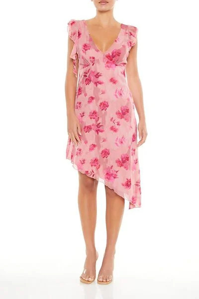 Asymmetrical Floral Midi Dress | Forever 21