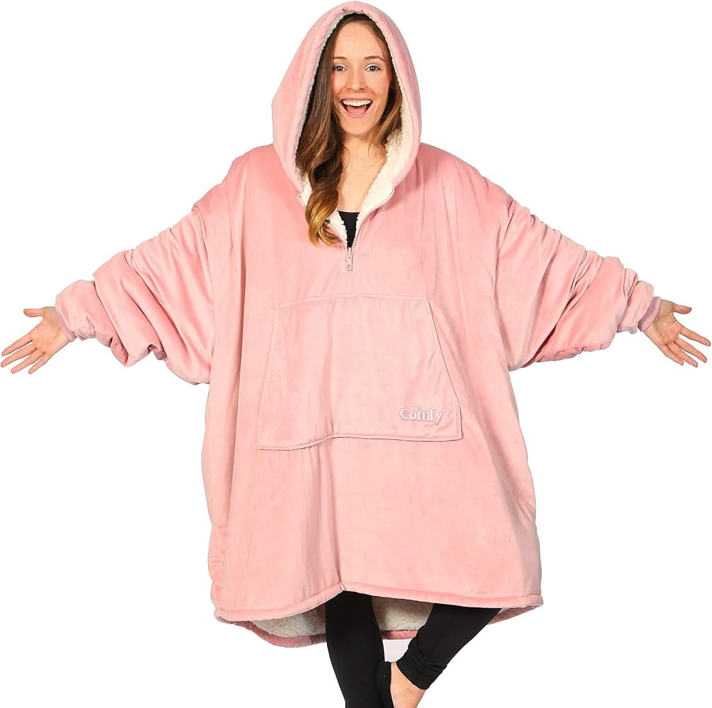 THE COMFY Original | Sherpa Lined Microfiber Fleece Wearable Blanket, Oversized Design with Hood ... | Amazon (US)