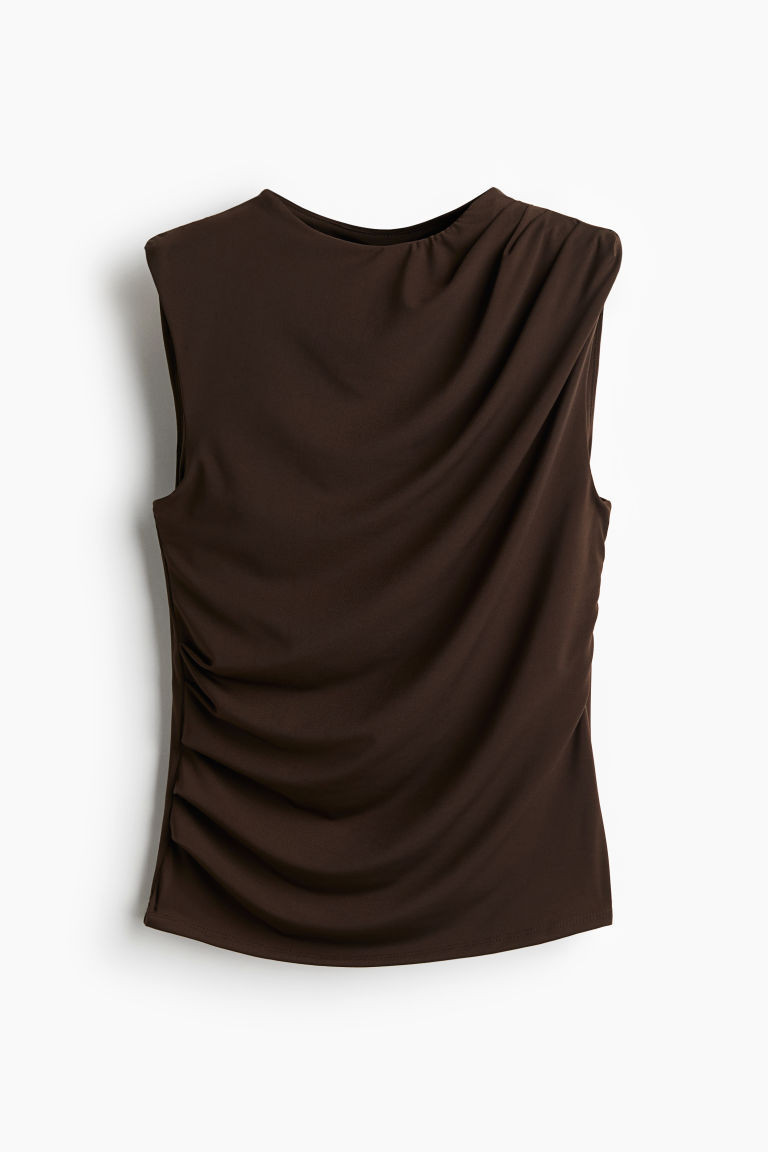 H & M - Draped Sleeveless Top - Brown | H&M (US + CA)