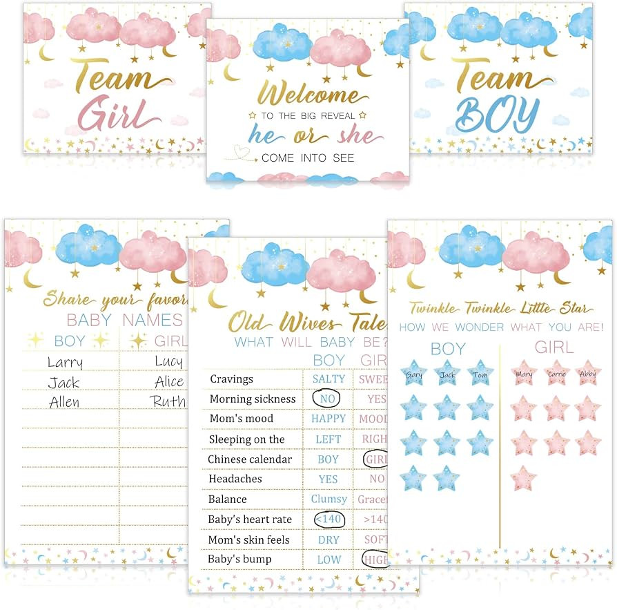 Twinkle Twinkle Little Star Baby Gender Reveal Party Supplies Kit,Photo Props Games Decorations,H... | Amazon (US)