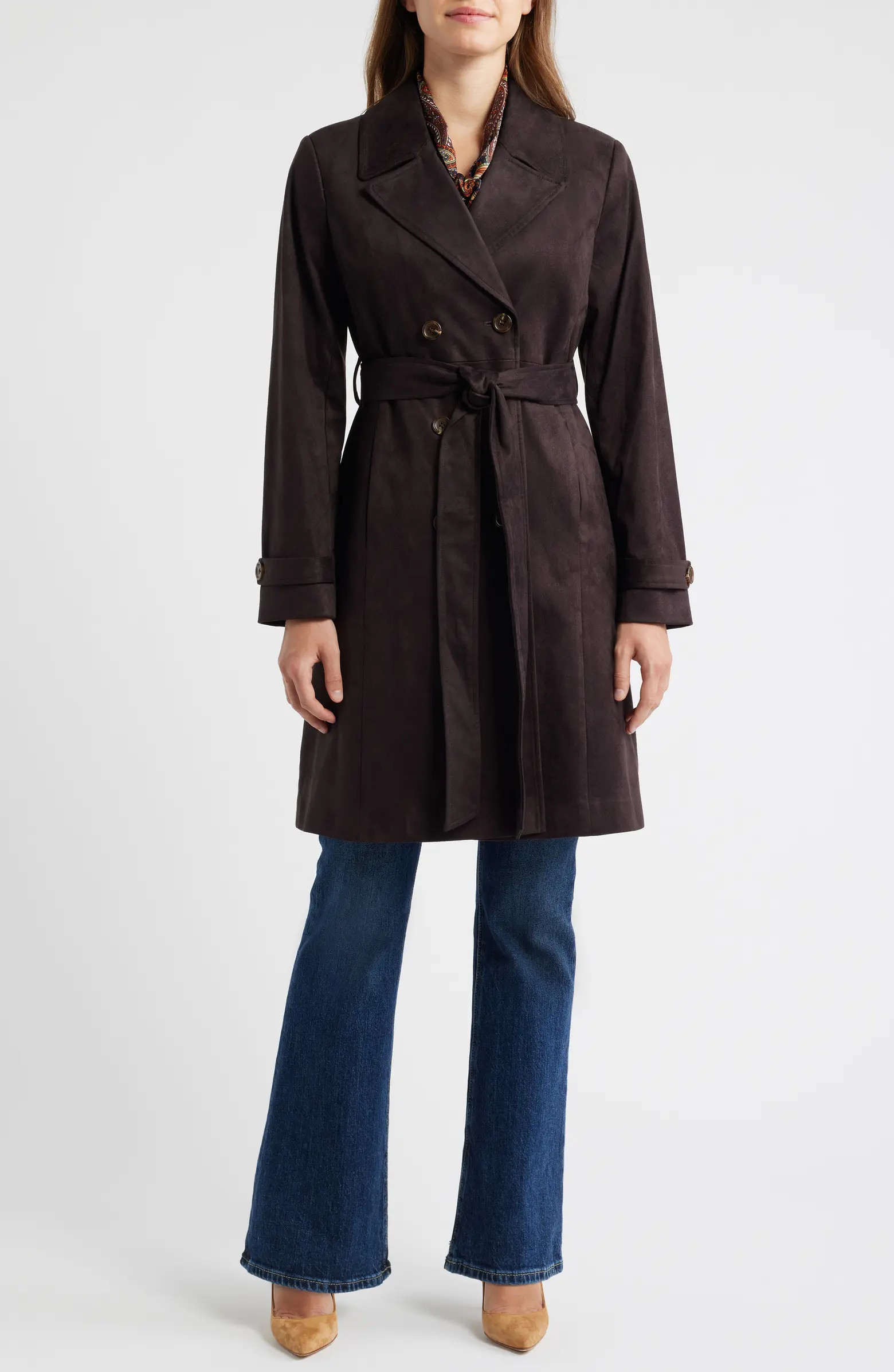Faux Suede Trench Coat | Nordstrom